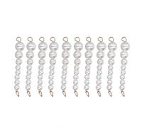 WIHFHGZ Pearl Shoe Chains with Metal Buckle, 10Pcs Polished ABS Resin Bling Replacement Chains for Craft DIY - Durable Material, Easy Hook Design, Versatile Use for Shoes and Accessories