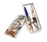 WIHFHGZ Pen Set Retro Metal, Gray, Calligraphy Writing Suit for Couple and Elder Teacher Gift - Elegant Grip Design, Complete Accessories, Ideal for Creative Calligraphy (Blue)