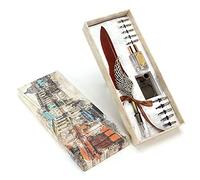 WIHFHGZ Pen Set Retro Metal, Gray, Calligraphy Writing Suit for Couple and Elder Teacher Gift - Elegant Grip Design, Complete Accessories, Ideal for Creative Calligraphy (Brown)