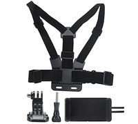 WIHFHGZ Phone Clip Holder with Chest Strap, ABS Material, Black for Sport Camera and Mobile Phone - Adjustable Elastic Strap, Stable Fixation, Outdoor Sports Use