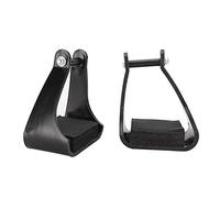 WIHFHGZ POM Plastic Stirrups for Western Saddle, Black Cushioned Foam Foot Pad, 2pcs - Shock Absorbing Comfort, Secure Installation, Ideal for Trail and English Riding
