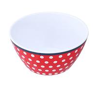 WIHFHGZ Salad Bowl 500ml with Blue Grid Pattern, Thickened Fruit Snack Dessert Bowl - Durable Imitation Porcelain, Space Saving Design for Table Decoration (red dot)