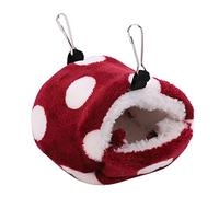 WIHFHGZ Small Pet Nest Hammock, Soft Hanging Bed with Hook, Wine Red White Dot, Size M - Warm Flannel Velvet, Easy to Clean, Perfect for Hamster and Sugar Glider (S)