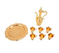 WIHFHGZ Vintage Metal Wine Glasses and Pot Set - Elegant Relief Design, Durable Electroplated Alloy, Multipurpose for Tea Coffee Cocktails, Party Home Bar Gift, Silver Tone (type 1)