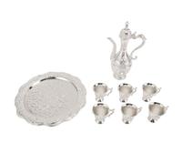 WIHFHGZ Vintage Metal Wine Glasses and Pot Set - Elegant Relief Design, Durable Electroplated Alloy, Multipurpose for Tea Coffee Cocktails, Party Home Bar Gift, Silver Tone (type 2)