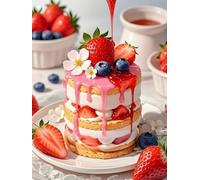 Wihgkin Cross Stitch Kits for Adults 11CT Printed Cross-Stitch Kit Fruit Cake DIY Beginner Stamped Embroidery Kits Wall Art Home Decoration 16x20 Inch