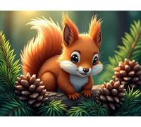 Wihgkin Cross Stitch Kits for Adults 11CT Printed Cross-Stitch Kit Little Squirrel DIY Beginner Stamped Embroidery Kits Wall Art Home Decoration 16x20 Inch
