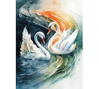 Wihgkin Cross Stitch Kits for Adults 11CT Printed Cross-Stitch Kit Swan DIY Beginner Stamped Embroidery Kits Wall Art Home Decoration （16 ×20 Inch）