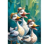 Wihgkin Cross Stitch Kits for Adults 11CT Printed Cross-Stitch Kit Three Ducks DIY Beginner Stamped Embroidery Kits Wall Art Home Decoration 16x20 Inch