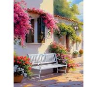 Wihgkin Stamped Cross Stitch Kits Flower Streets 11CT Advanced Pre-Printed Cross-Stitch Pattern Embroidery DIY Beginner Adults Kids Home Decoration 40x50cm