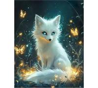 Wihgkin Stamped Cross Stitch Kits Fox and Butterfly 11CT Advanced Pre-Printed Cross-Stitch Pattern Embroidery DIY Beginner Adults Kids Home Decoration （40x50cm）