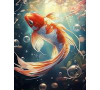 Wihgkin Stamped Cross Stitch Kits Goldfish 11CT Advanced Pre-Printed Cross-Stitch Pattern Embroidery DIY Beginner Adults Kids Home Decoration 40x50cm
