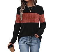 WIHOLL Jumpers for Women UK Casual Long Sleeve Tops Fall Fashion 2025 Loose Fit Lightweight Tunics Caramel Size 18-20