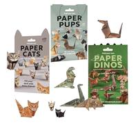 Wihozte DIY Paper Cats Origami Kit, 3 Pcs 3D Handmade Cat Dog Dinosaur Origami, Creative Origami Animal Shaped Decor Kit, Fun Craft Activity for Adults, Cute Handmade Printed Gift for Pet Lovers