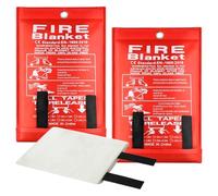 Wihozte Fire Blankets, Quick Unfolding Fireproof Fiberglass - 2PCS Fireproof for Home Caravan Kitchen Camping Office, Fiberglass Emergency Blanket with Storage Bag (1m×1m)