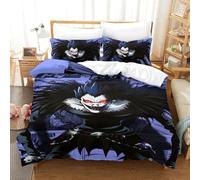 WIHXES Death Note Duvet Cover 3 PCS Hotel Quality Quilt Cover Bedding Sets Bed Covers with Pillowcases with Zipper Closure Ultra Soft Anti Allergic Microfiber Single(140x200cm)