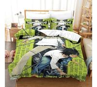 WIHXES Death Note Duvet Cover Set 3 PCS Hotel Quality Quilt Cover Bedding Set Bed Covers with Pillowcases with Zipper Closure Breathable Stylish Comforter Super King（260x220cm）