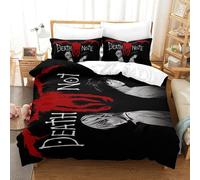 WIHXES Death Note Duvet Cover Sets 3 PCS Hotel Quality Quilt Cover Bedding Bed Covers with Pillowcases with Zipper Closure Ultra Soft Anti Allergic Microfiber Double(200x200cm)