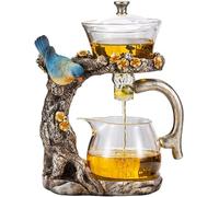 WIHXES Magnetic Glass Teapot Set with Infuser - Semi-Automatic Kung Fu Tea Set - 400ml Capacity - Gold
