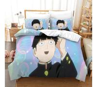 WIHXES Mob Psycho 100 Duvet Cover 3 PCS Hotel Quality Quilt Cover Bedding Bed Covers with Pillowcases with Zipper Closure Ultra Soft Hypoallergenic Microfiber Double（200x200cm）