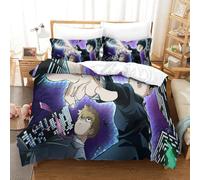 WIHXES Mob Psycho 100 Duvet Cover 3 PCS Hotel Quality Quilt Cover Bedding Bed Covers with Pillowcases with Zipper Closure Ultra Soft Hypoallergenic Microfiber Super King（260x220cm）