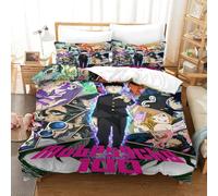 WIHXES Mob Psycho 100 Duvet Cover Set 3 PCS Hotel Quality Quilt Cover Bed Sets Bed Covers with Pillowcases with Zipper Closure Ultra Soft Anti Allergic Microfiber Single（140x200cm）