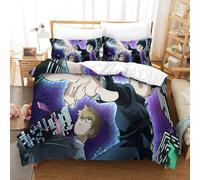 WIHXES Mob Psycho 100 Duvet Cover Set 3 PCS Hotel Quality Quilt Cover Bedding Bed Covers with Pillowcases with Zipper Closure Hypoallergenic Soft Breathable Microfiber Single（140x200cm）