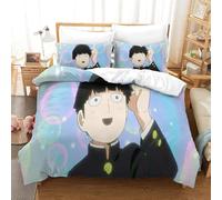 WIHXES Mob Psycho 100 Duvet Cover Set 3 PCS Hotel Quality Quilt Cover Bedding Bed Covers with Pillowcases with Zipper Closure Hypoallergenic Soft Breathable Microfiber Super King（260x220cm）