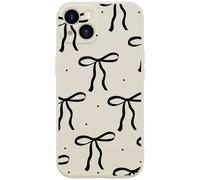 Wihytec Black Bow Phone Case Cover for iPhone 15 Black Bow Ribbon Case Cover Liquid Silicone Soft Gel Rubber Matt Phone Cover with Microfiber Lining