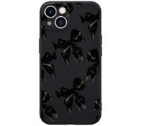 Wihytec Black Bow Phone Case for iPhone 11 Bow Case Cover Liquid Silicone Soft Gel Rubber Matt Phone Cover with Microfiber Lining