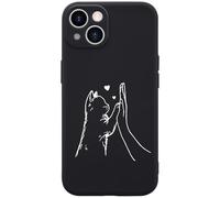 Wihytec Cute Cat High Five Case Cover for iPhone 14 Line Kitten Love Case Cover Liquid Silicone Soft Gel Rubber Matt Phone Cover with Microfiber Lining