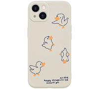 Wihytec Lovely Duck Phone Case for iPhone 16 Cartoon Duck Case Cover Liquid Silicone Soft Gel Rubber Anti-Scratch Durable Girly Women Matte Phone Case Microfiber Lining