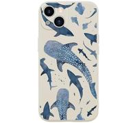 Wihytec Ocean Whale Shark Case Cover for iPhone 16 Blue Whale Shark Case Cover Liquid Silicone Soft Gel Rubber Matt Phone Cover with Microfiber Lining
