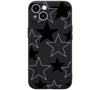 Wihytec Star Phone Case for iPhone 13 Black White Stars Case Cover Liquid Silicone Soft Gel Rubber Durable Matt Phone Cover with Microfiber Lining Protective Case