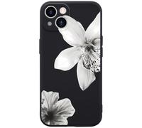 Wihytec White Tiger Lily Flower Black Case Cover for iPhone 16 PRO MAX White Lily Flower Case Cover Liquid Silicone Soft Gel Rubber Matt Phone Cover with Microfiber Lining
