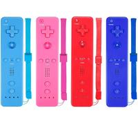 Wii Controller, ZeroStory Remote Controller with Silicone Case and Wrist Strap Compatible for Wii Wii U Console (4 Pack,Pink+Blue+Red+Dark Blue)