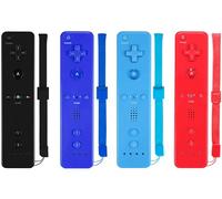 Wii Controller, ZeroStory Remote Controller with Silicone Case and Wrist Strap Compatible for Wii Wii U Console (4 Pack, Black+Dark Blue+Red+Blue)
