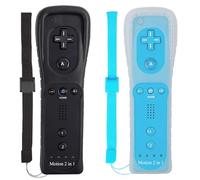Wii Remote Controller (2 Pack) with Motion Plus Compatible with Wii and Wii U Console Wii Remote Controller with Shock Function (Black+Blue)