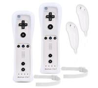 Wii Remote Controller (2 Sets) Include 2 Wii Remote and Build-in Motion Sensor Plus and 2 Nunchuck (2 in 1)