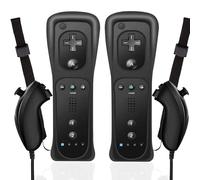 Wii Remote Controller and Nunchuck, Wireless Wii Remote Control Wii Remote Plus Controller with Nunchuck with Silicone Case Wrist Strap for Wii/Wii u Controller (without Motion Plus)