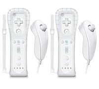 Wii Remote Controller, Wireless Remote Game Joysticks Built-in Motion Plus and Nunchuck Controller with Silicone Case and Wrist Strap, Compatible for Nintendo Wii and Wii U (Black+Gray)