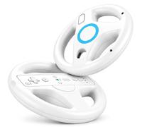 Wii Steering Wheel for Wii Remote Controller, Wii Mario Kart - Set of 2 | White Steering Racing Wheel for Wii Remote Controller, Gaming Accessories for Nintendo Wii and Wii U Games , Mario Kart