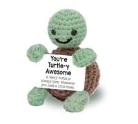 wiiAiloo Funny Emotional Support Turtle Gift, Cute Crochet Turtle with Positive Words - Cheer Up Plush Toy for Adults, Christmas Desk Decor Unisex Gift