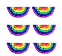 wiianoxd 6 Pieces Pride Pleated Fan Flag Rainbow Bunting 1.5x3 Ft Banner Gay Decorations Party Supplies LGBTQ Proud Wall Decor,B Radius 45cm