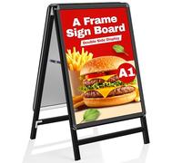 WIIGO A1 A-Board Pavement Sign Frame Heavy Duty - Double Sided A Board with Aluminum Snap Frame, A1 Poster Stand for Display Outdoor Advertising, Menu Display, Notice & Billboard Sign Boards, Black