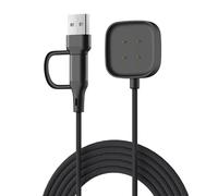 WIIKAI Nylon Braided Wire Replacement USB Charger Cable (USB+Type C 2 in 1) for Fitbit Versa 4 /Compatible with Fitbit Versa 3 Chargers Intended Cord Portable Charging Stand Station Dock.(3.28 ft)
