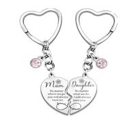 WIIKKOPM Gifts for Mum Keyring Birthday Presents Mothers Day Gift from Son - Daughter Forever Love Key ring Matching Heart Key Chains Infinity Bracelet Wrist Bands