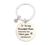 WIIKKOPM Gifts for Mum Keyring Birthday Presents Mothers Day Gift from Son - Daughter Forever Love Key ring Matching Heart Key Chains Infinity Bracelet Wrist Bands
