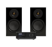 WiiM Amp Ultra Amplifier and Monitor Audio Silver 50 8G Speakers Hi-Fi Bundle Gloss Black