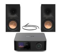 WiiM Amp Ultra Streaming Amplifier Grey with Klipsch R-60M Bookshelf Speakers Pair Black - HiFi Package